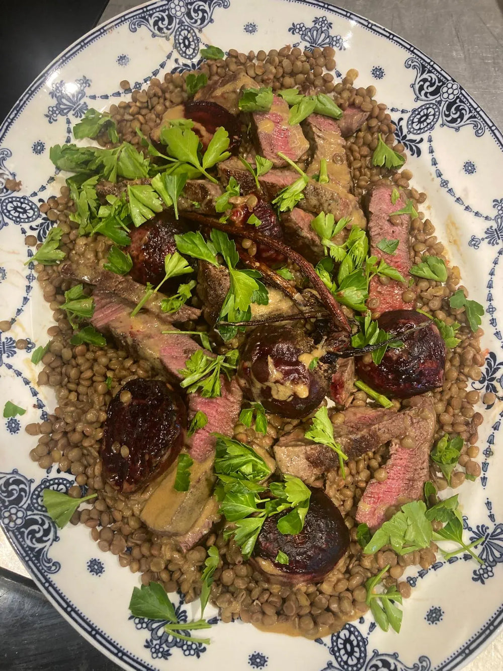 Steak Fillet & Lentil Salad with Roasted Beets